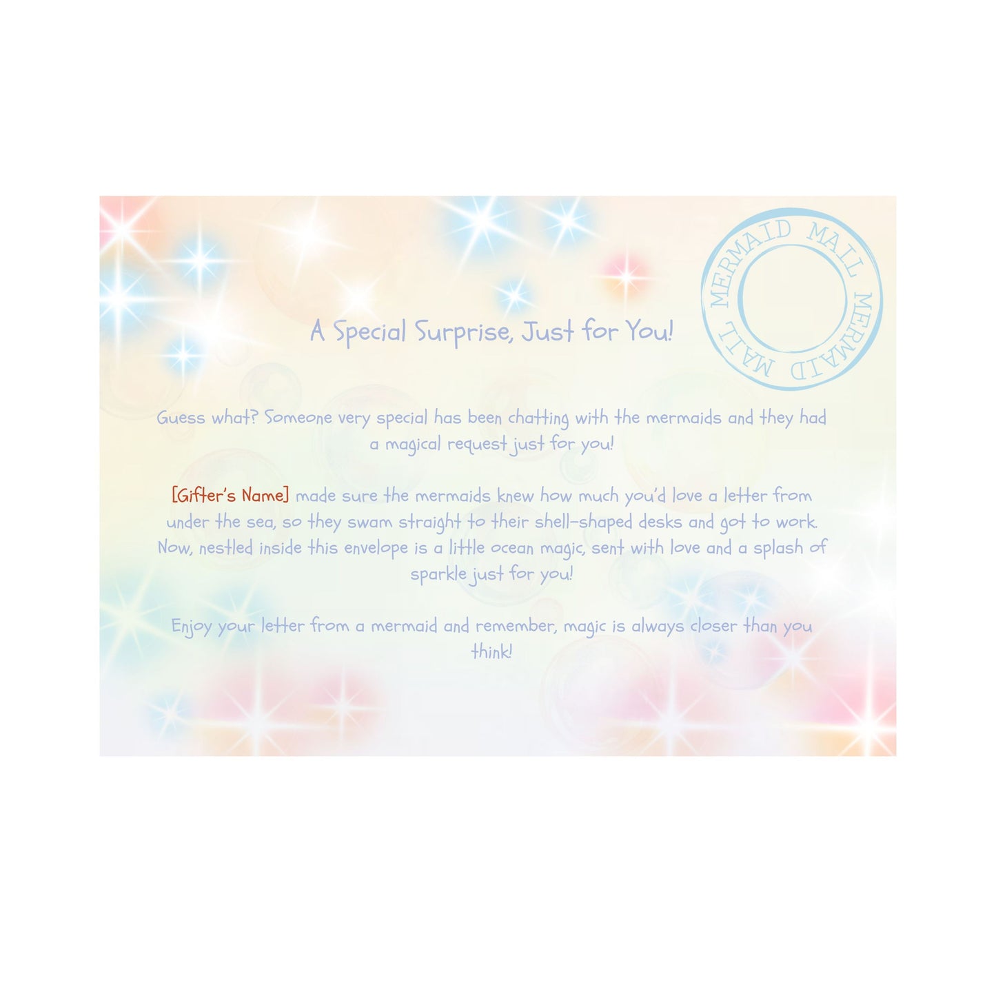 PERSONALISED Birthday Letter from the Mermaids & Mer-boys